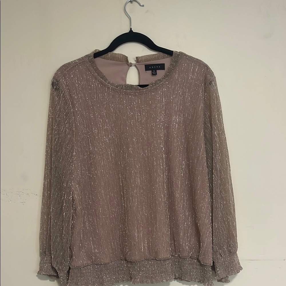 Adiva Tan 3/4 Sleeve Boxy Blouse with Mandarin Collar